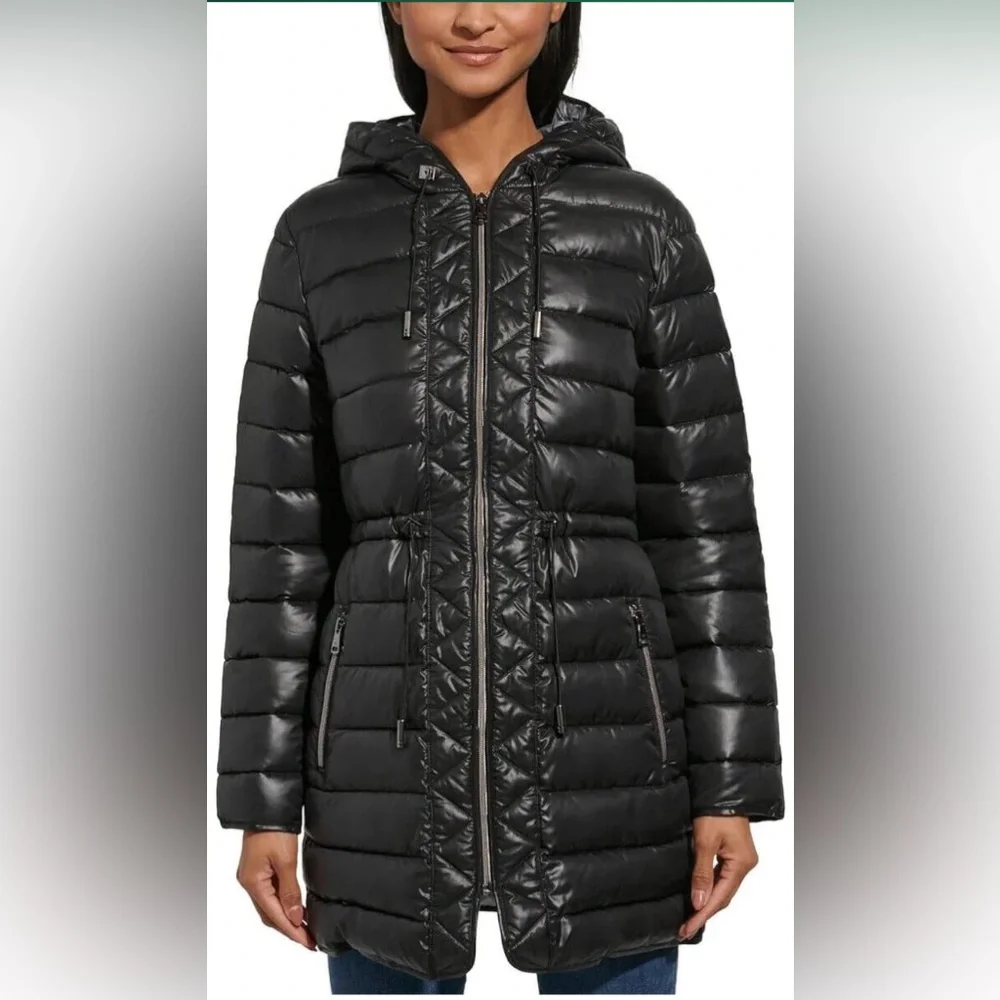 ❤️Kenneth Cole Women's Quilted Black Puffer Coat Size XS - Picture 7 of 11
